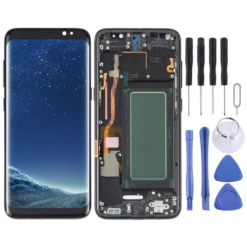 F�r Samsung Galaxy S8 SM-G950 Display Full OLED LCD mit Rahmen Einheit Touch Ersatzteil Reparatur Schwarz