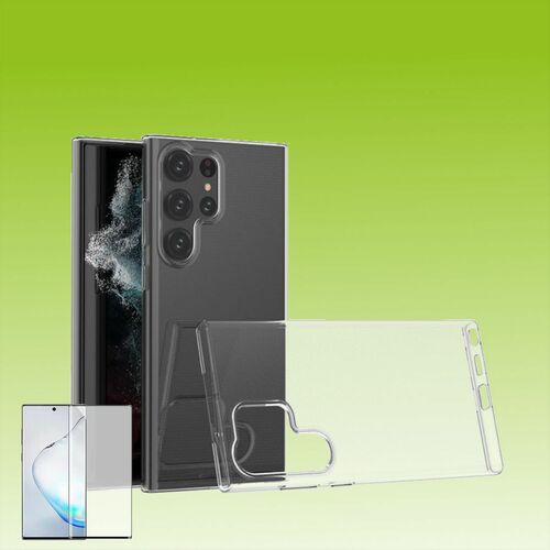 F�r Samsung Galaxy S23 Ultra Silikoncase TPU Transparent + 4D Curved H9 Glas Handy Tasche H�lle Schutz Cover