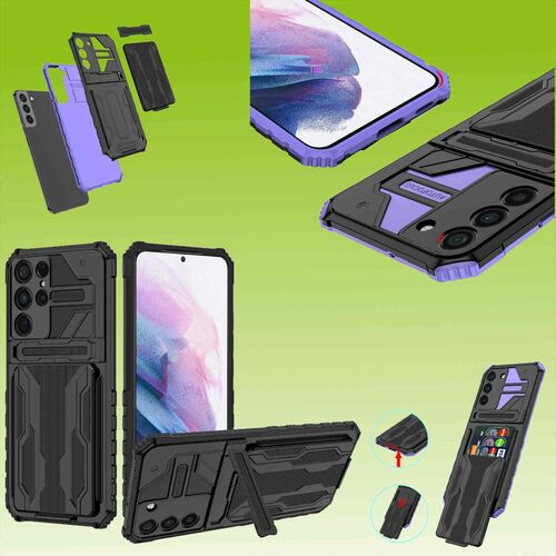 F�r Samsung Galaxy S23 Ultra Shockproof Armor H�lle mit Kartenfach TPU