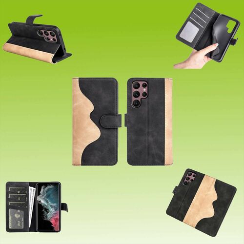 F�r Samsung Galaxy S23 Ultra Design Handy Tasche Wallet Premium Schwarz Schutz H�lle Case Cover Etuis Neu Zubeh�r