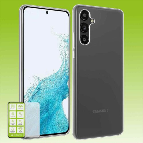F�r Samsung Galaxy A54 5G Silikoncase TPU Transparent + 0,26 H9 Glas Handy Tasche H�lle Schutz Cover