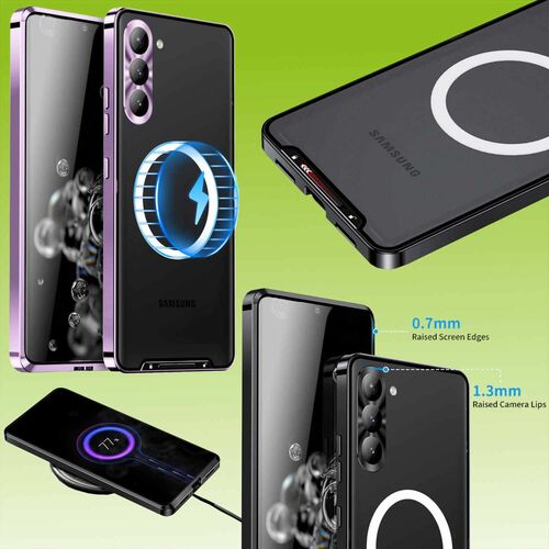 F�r Samsung Galaxy S23 Handy Tasche Magnetische Magsafe Metall Design Lila Cover Case H�lle