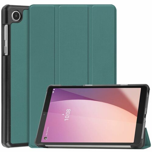 F�r Lenovo Tab M8 4th Gen / TB-300FU 3folt Wake UP Smart Cover Dunkel Gr�n Tasche Etuis H�lle