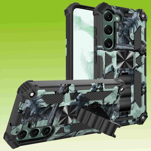 F�r Samsung Galaxy S23 Camouflage Shockproof Armor Military TPU Schutz Tasche H�lle Cover T�rkis