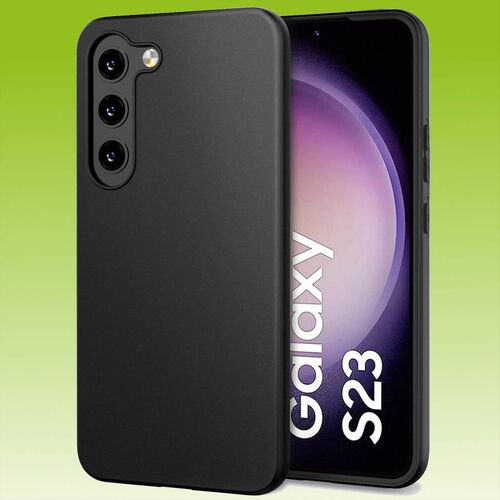 F�r Samsung Galaxy S23, S23 Plus, S23 Ultra 5G Silikoncase TPU H�lle Schwarz + wahlweise 0,26 H9 oder 4D Curved Hart Glas Handy Tasche Schutz Cover 