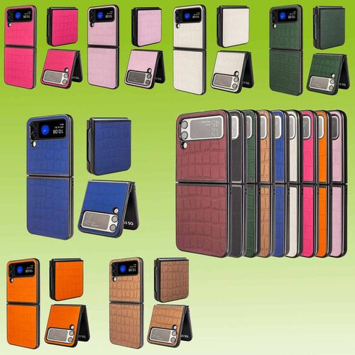 F�r Samsung Galaxy Z Flip4 Design Crocodile Texture H�lle Schutz Hart Cover Handy Tasche Muster Etuis Case Cover Neu