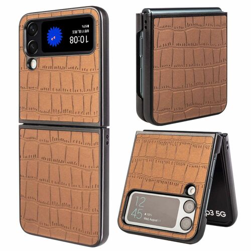 F�r Samsung Galaxy Z Flip4 Design Crocodile Texture H�lle Schutz Hart Cover Handy Tasche Muster Etuis Case Cover Neu 
