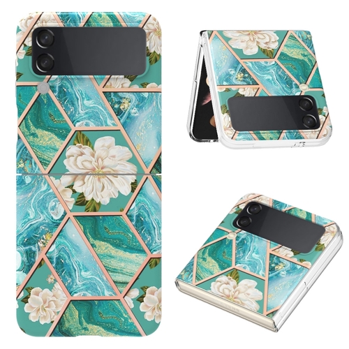 F�r Samsung Galaxy Z Flip4 Design Muster Kunststoff H�lle Schutz Cover Handy Tasche Muster / Motiv (blaue Blume) H�lle Etuis Muster