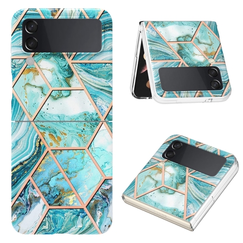 F�r Samsung Galaxy Z Flip4 Electroplating Splicing Marmor TPU H�lle Schutz Cover Handy Tasche Muster / Motiv Blau H�lle Etuis Muster