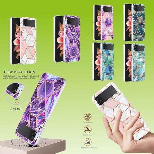 F�r Samsung Galaxy Z Flip4 Electroplating Splicing Marmor TPU H�lle Schutz Cover Handy Tasche Muster / Motiv H�lle Etuis Muster
