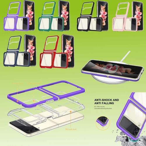 F�r Samsung Galaxy Z Flip4 Klare Acryl + PC + TPU Sto�feste Handyh�lle Schutz Cover Handy Tasche