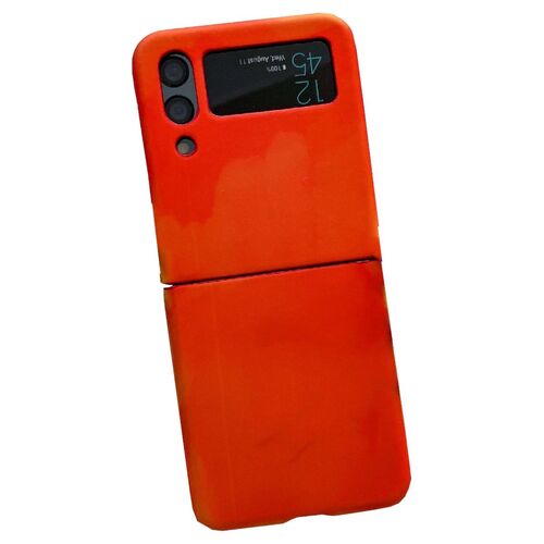 F�r Samsung Galaxy Z Flip4 w�rmeempfindliche Silikon-Schutzh�lle (Orange) Schutz Cover Handy Tasche