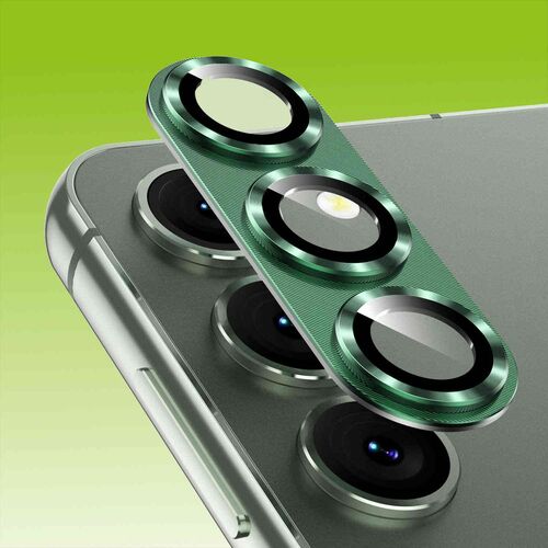 F�r Samsung Galaxy S23 / S23 Plus Back Kamera Aluminiumlegierung Schutz H9 Hart Glas Cover D-Gr�n Neu