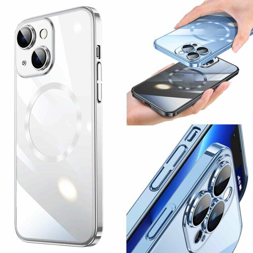 F�r Apple iPhone 13 Mini Electroplating TPU Silikon Etuis Handy H�lle Transparent Silber
