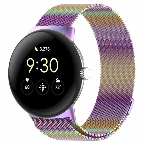 F�r Google Pixel Watch 3 41mm / 2 / 1 Metall Stahl Armband Regenbogen