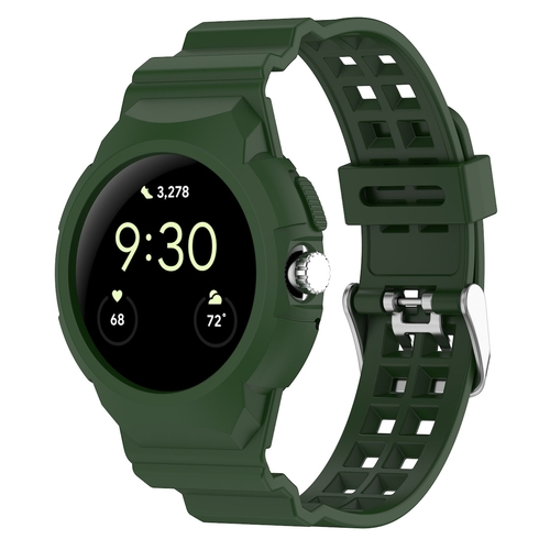 Fr Google Pixel Watch 3 41mm / 2 / 1 Silikon Band mit Gehuse Grn