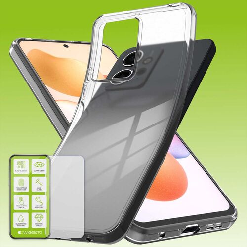 F�r Xiaomi Redmi Note 12 4G Silikoncase TPU Transparent + 0,26 H9 Glas Handy Tasche H�lle Schutz Cover