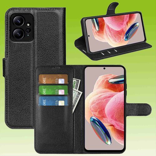 F�r Xiaomi Redmi Note 12 4G Handy Tasche Wallet Premium Schutz H�lle Case Cover Etuis Neu Zubeh�r Schwarz