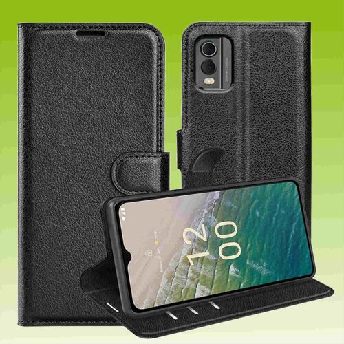 F�r Nokia C32 Handy Tasche Wallet Premium Schutz H�lle Case Cover Etuis Neu Zubeh�r Schwarz