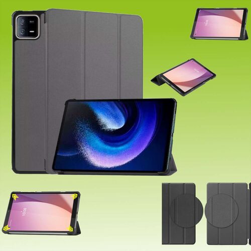 F�r Xiaomi Pad 6 / Pad 6 Pro 11 Zoll 3folt Wake UP Smart Cover Grau Tasche Etuis H�lle
