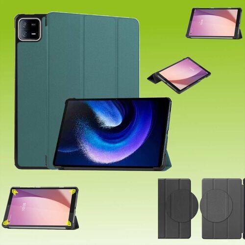 F�r Xiaomi Pad 6 / Pad 6 Pro 11 Zoll 3folt Wake UP Smart Cover Dunkel Gr�n Tasche Etuis H�lle