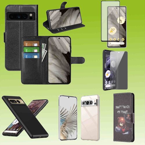 F�r Google Pixel 8 Pro Cover Handy Tasche Etuis TPU Hart Glas Panzer Folie AUSWAHL