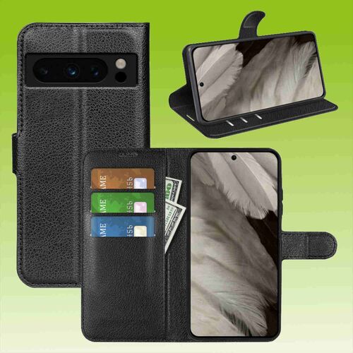 F�r Google Pixel 8 Pro Handy Tasche Wallet Premium Schutz H�lle Case Cover Etuis Neu Zubeh�r Schwarz