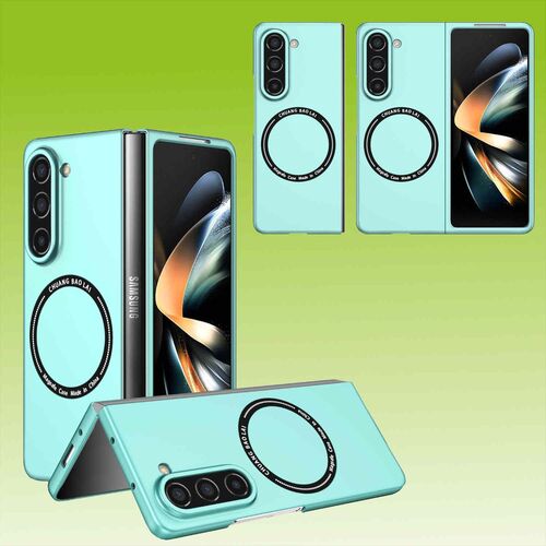 F�r Samsung Galaxy Z Fold5 5G Magnet Magsafe Handy H�lle Etuis T�rkis