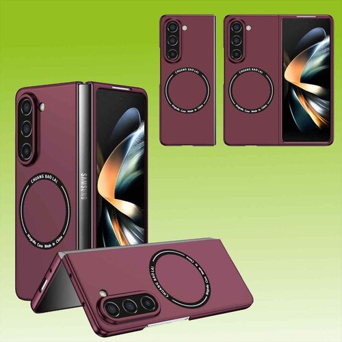 F�r Samsung Galaxy Z Fold5 5G Magnet Magsafe Handy H�lle Etuis Weinrot