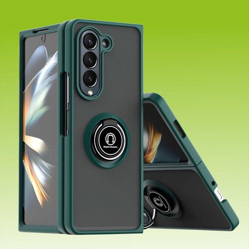 F�r Samsung Galaxy Z Fold5 5G Ring Magnet Handy Tasche H�lle D-Gr�n