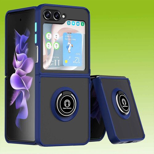 F�r Samsung Galaxy Z Flip5 5G Ring Magnet Handy H�lle Dunkelblau Case