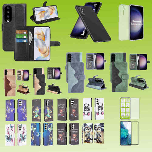 F�r Samsung Galaxy S23 FE Cover Handy Tasche Etuis TPU Hart Glas Panzer Folie AUSWAHL