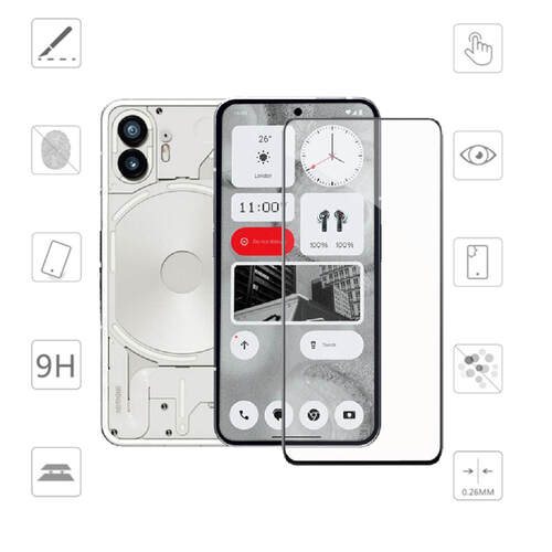 F�r Nothing Phone 2 3D Premium 0,3 mm H9 Hart Glas Schwarz Folie Schutz H�lle Zubeh�r Neu