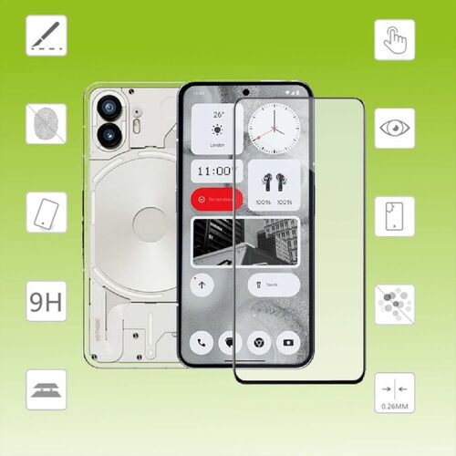 F�r Nothing Phone 2 2x 3D Premium 0,3 mm H9 Hart Glas Schwarz Folie Schutz H�lle Zubeh�r Neu