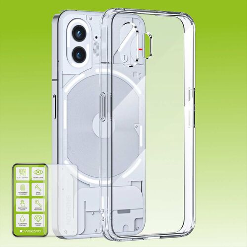 Fr Nothing Phone 2 Silikoncase TPU Transparent + 0,26 H9 Glas Handy Tasche Hlle Schutz Cover