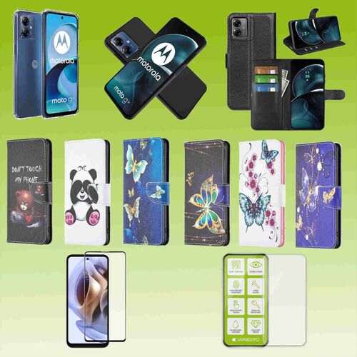 F�r Motorola Moto G14 Cover Handy Tasche Etuis TPU Hart Glas Panzer Folie AUSWAHL