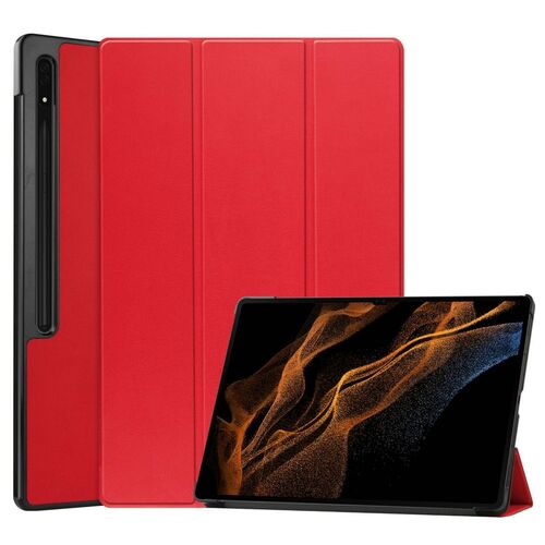 F�r Samsung Galaxy Tab S10 / S9 / S8 Ultra 3folt Wake UP Smart Cover Rot Tasche Etuis H�lle