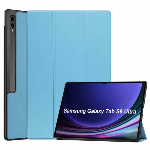 F�r Samsung Galaxy Tab S10 / S9 / S8 Ultra 3folt Wake UP Smart Cover Hellblau Tasche Etuis H�lle