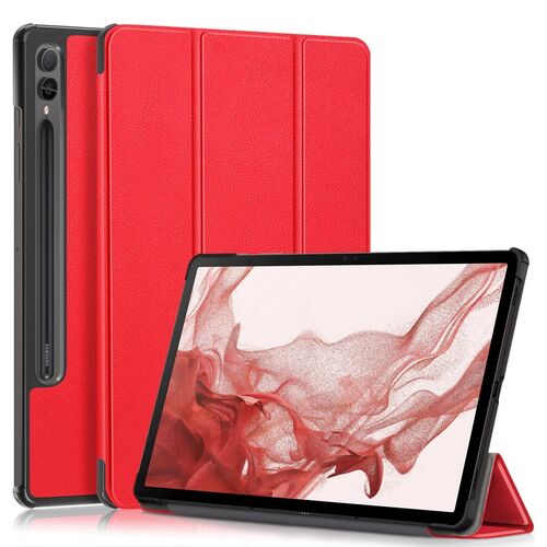 F�r Samsung Galaxy Tab S10 Plus / S9 Plus FE Plus / S8 Plus 3folt Wake UP Smart Cover Rot Tasche H�lle