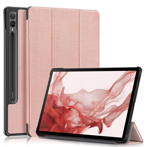 F�r Samsung Galaxy Tab S10 Plus / S9 Plus FE Plus / S8 Plus 3folt Wake UP Rose Gold Tasche H�lle