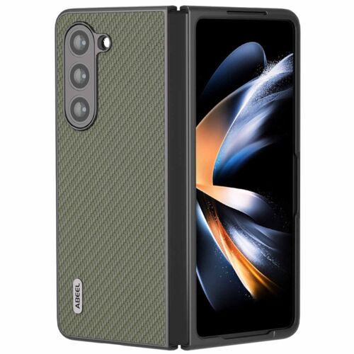F�r Samsung Galaxy Z Fold5 5G Carbon Textur Schutz H�lle Gr�n