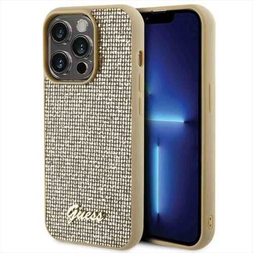 Guess Apple iPhone 15 Pro Schutzh�lle Cover Disco Metal Script Gold