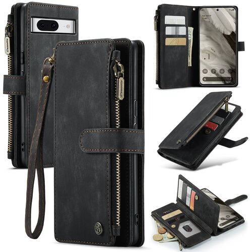 F�r Google Pixel 8 CaseMe Handy Tasche Kunstleder H�lle Etui Schwarz