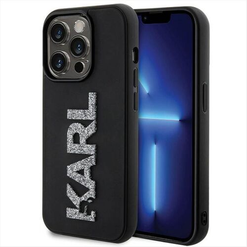 Karl Lagerfeld Apple iPhone 15 Pro Max H�lle 3D Rubber Glitter Logo