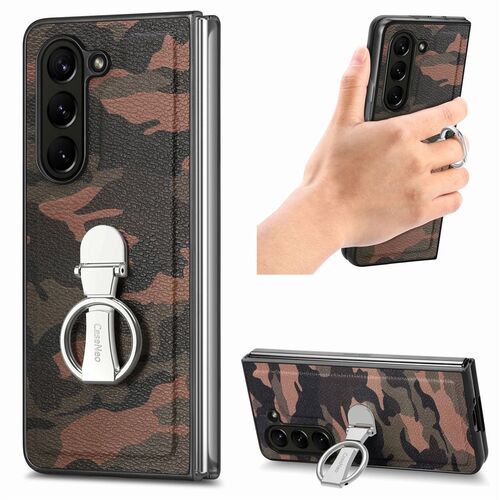 F�r Samsung Galaxy Z Fold5 5G Camouflage Schutzh�lle mit Ringhalter