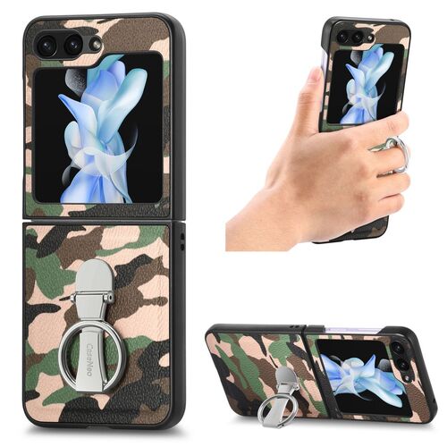 F�r Samsung Galaxy Z Flip5 5G Camouflage Schutzh�lle mit Ringhalter