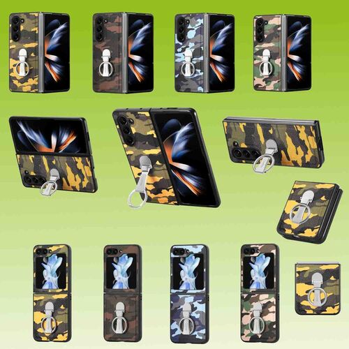 F�r Samsung Galaxy Z Fold5/Flip5 5G Camouflage Schutzh�lle + Ringhalter