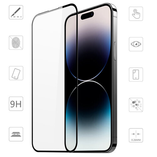 F�r Apple iPhone 15 Pro Max 3D Premium 0,3 mm H9 Hart Glas Schwarz Folie Schutz H�lle Zubeh�r