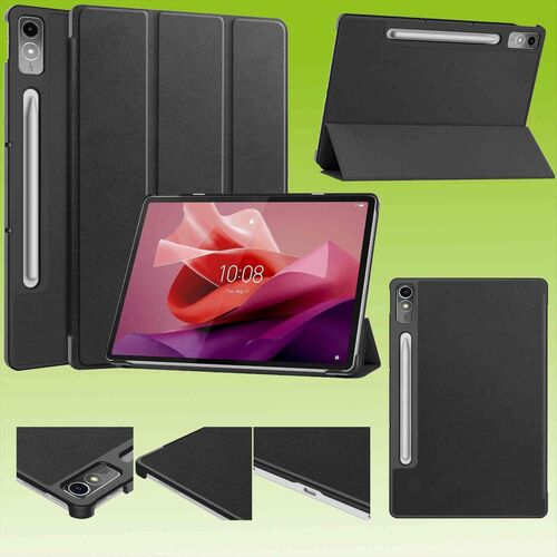 Fr Lenovo Tab P12 12.7 Zoll 3folt Wake UP Smart Cover Schwarz Tasche Etuis Hlle