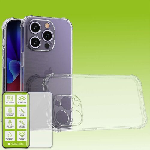 F�r Apple iPhone 15 Pro Cover Handy Tasche Etuis TPU Hart Glas Panzer Folie AUSWAHL 